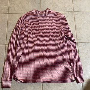 red and white striped long sleeve turtle neck